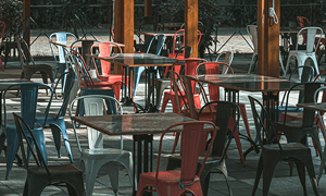 Tables and Chairs Under Canopy