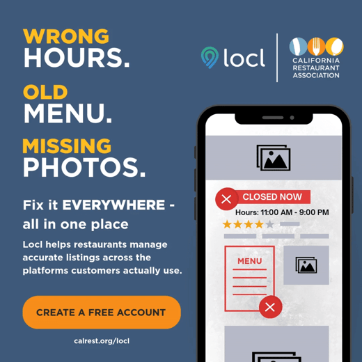 Wrong hours? Old menu? Missing photos? CRA members, create a free Locl account today.