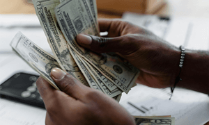 A Person Counting Money