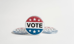 Close-up of a vote button
