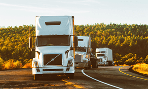 White Volvo Semi-truck on Side of Road
